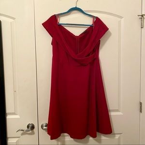 Red A-Line Off the Shoulder Dress